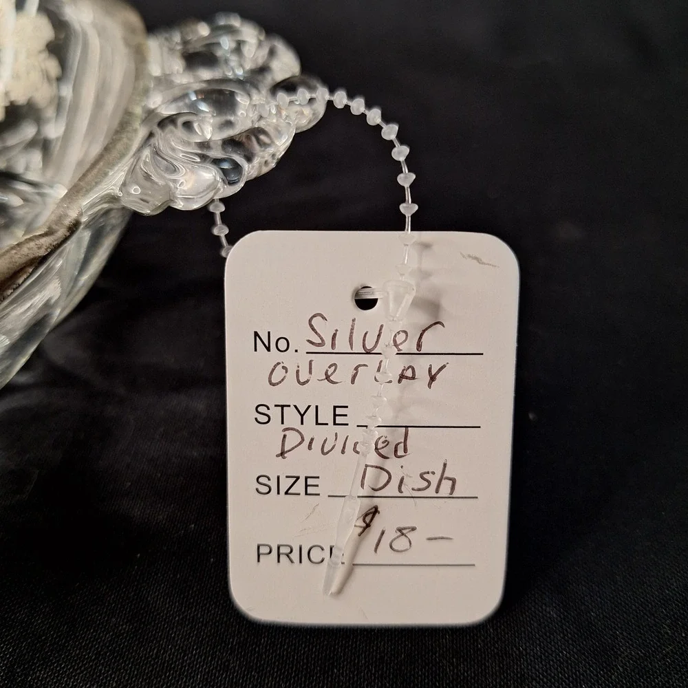Vintage Silver Overlay Divided‎ Relish Dish Floral Scalloped Candy Bowl 8